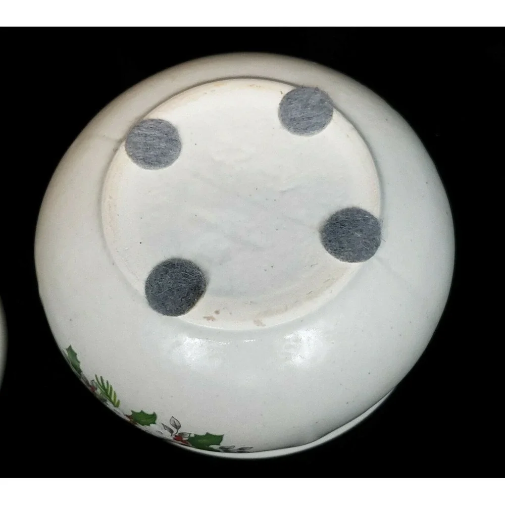 Pfaltzgraff Christmas Heirloom Sugar Bowl Creamer Stoneware Holiday 024 USA Vtg
